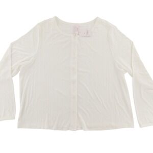 Auden Sleepwear Top Ribbed Pointelle Button Down Women 1X White